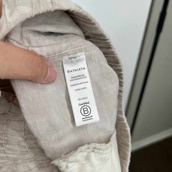 Athleta Cabo Tide Linen Joggers in Neutral Camo Drawstring - Picture 8 of 9